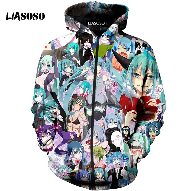 Забавные 3D принт унисекс аниме VOCALOID Hatsune Толстовка Miku мяч homme Толстовка Топ Harajuku рубашка на молнии толстовки рок hoodieE594