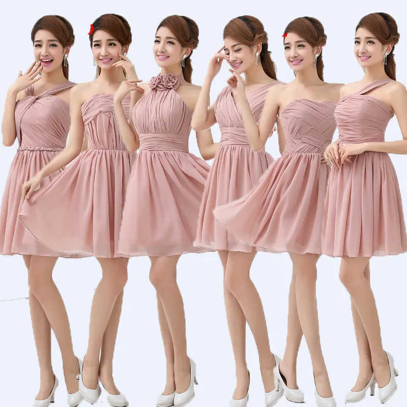 Пыльное розовое искусственное Плиссированное Дешевое индивидуальное платье для