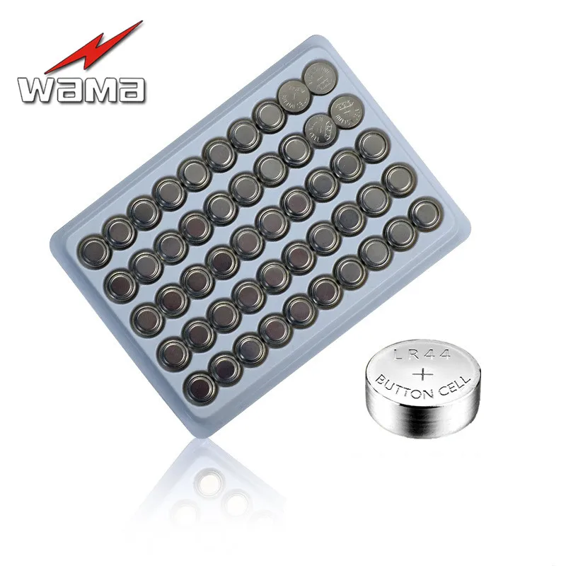 50x Wama AG13 щелочные батареи таблеточного батарейки-таблетки 357A LR44 LRA76 L1154 1,55 V для цветной ночной Светильник будильник часы