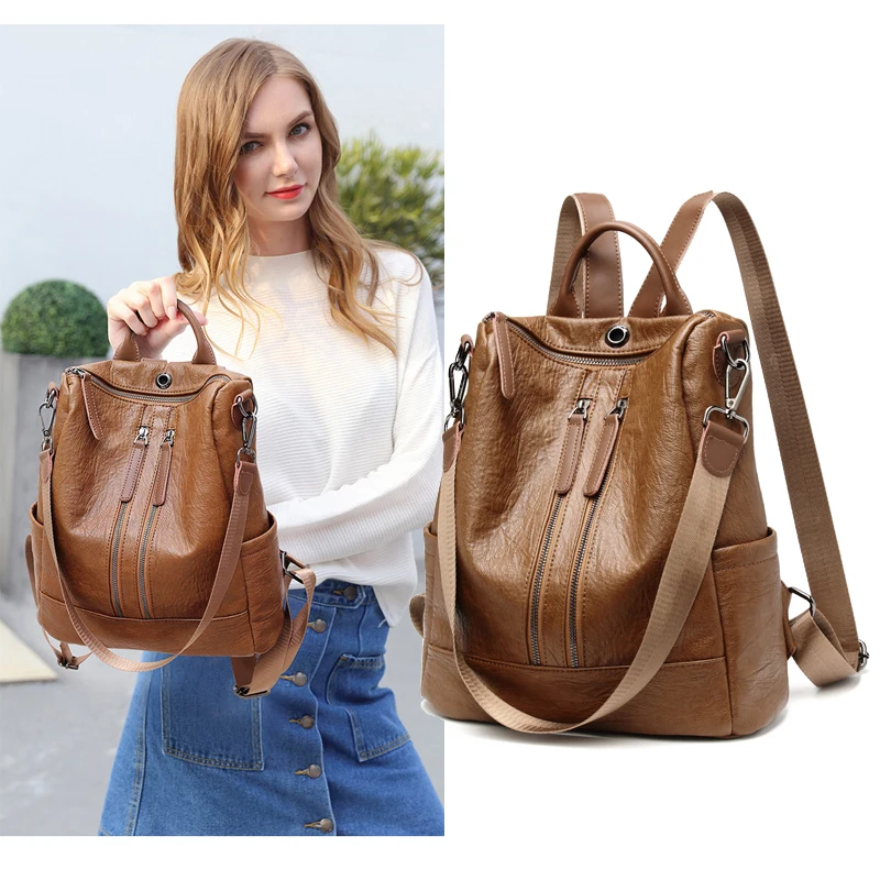 Новый женский рюкзак mochila feminina повседневный многофункциональный кожаный женская