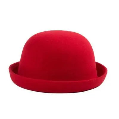 red Retail Little Girls Fedora Hat Dome Cap Children Dress Hats Kids Caps Felt Hats Wool Felting Bowler Hat - Цвет: red