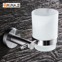 stainless steel brushed cup holder glass cups bathroom accessories single toothbrush tooth cup holder