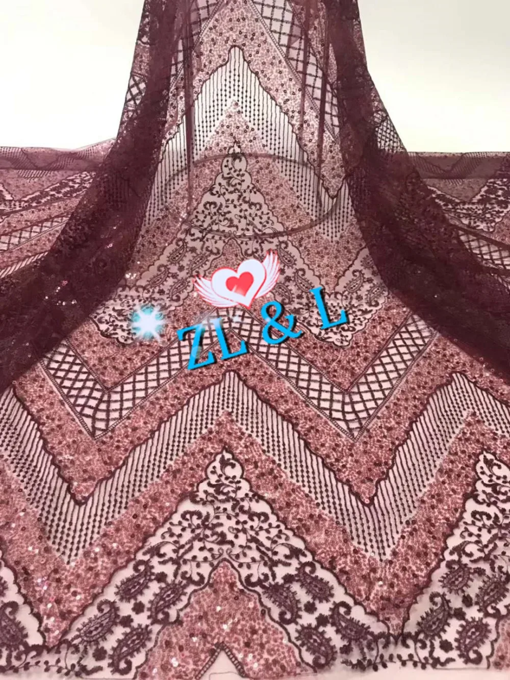 Sale ZLL-40278 wedding dress exquisite sequins line embroidery French net tulle fabric Africa Nigeria bud silk cloth | Дом и сад