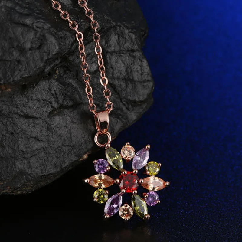 RLOPAY женские Уникальные Цветочные Ювелирные наборы ожерелье кулон серьги