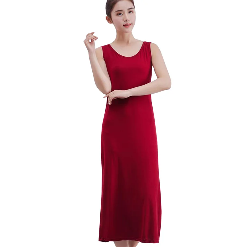 Женское длинное платье-жилет без рукавов черное или красное Повседневное платье