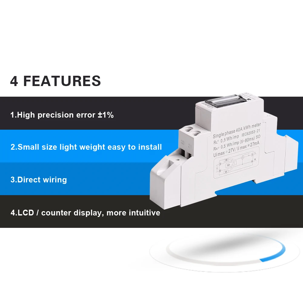 

high quality affordable single phase two wire power energy meter 230V 50Hz 110V 60Hz din rail high precision wattmeter CE got