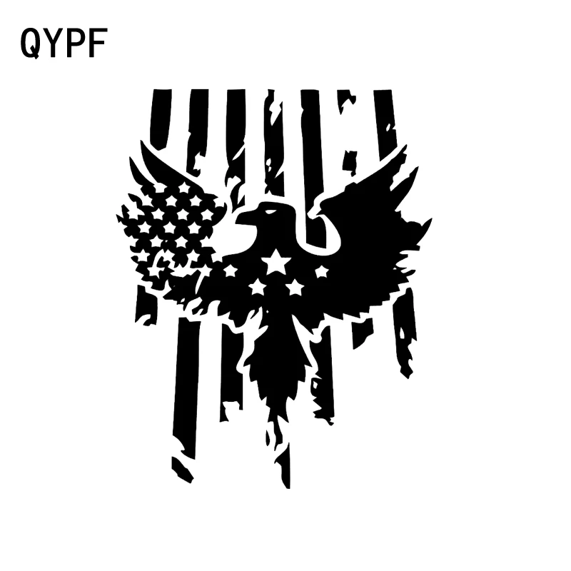 

Виниловая наклейка для автомобиля QYPF, 12,6 см * 16 см, модный, США, Орел, флаг, черная/Серебристая Наклейка, графическое украшение, в виде C15-0888
