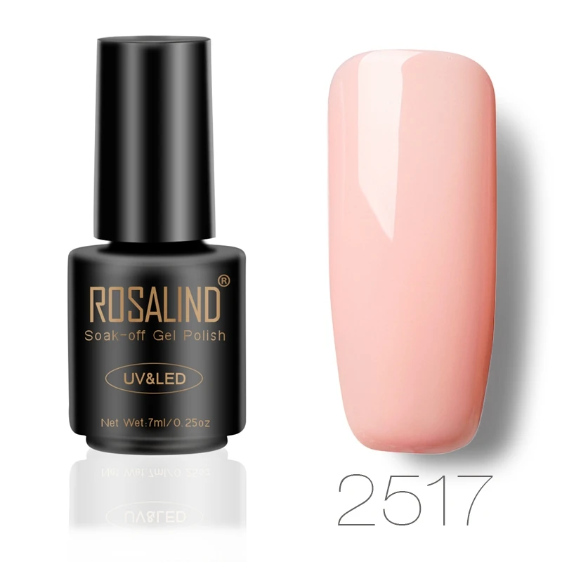 2517 ROSALIND 7 мл, флакон, черный цвет, чистый цвет, набор для полировки ногтей, лак, УФ светодиодный, впитывающий Полупостоянный лак для ногтей - Цвет: 2517