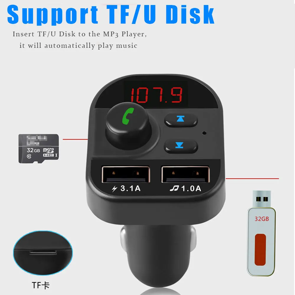 VR робот Bluetooth Автомобильный MP3-плеер беспроводной fm-передатчик TF/U диск автомобильный аудио приемник адаптер с 5 В 3.1A быстрое USB зарядное устройство