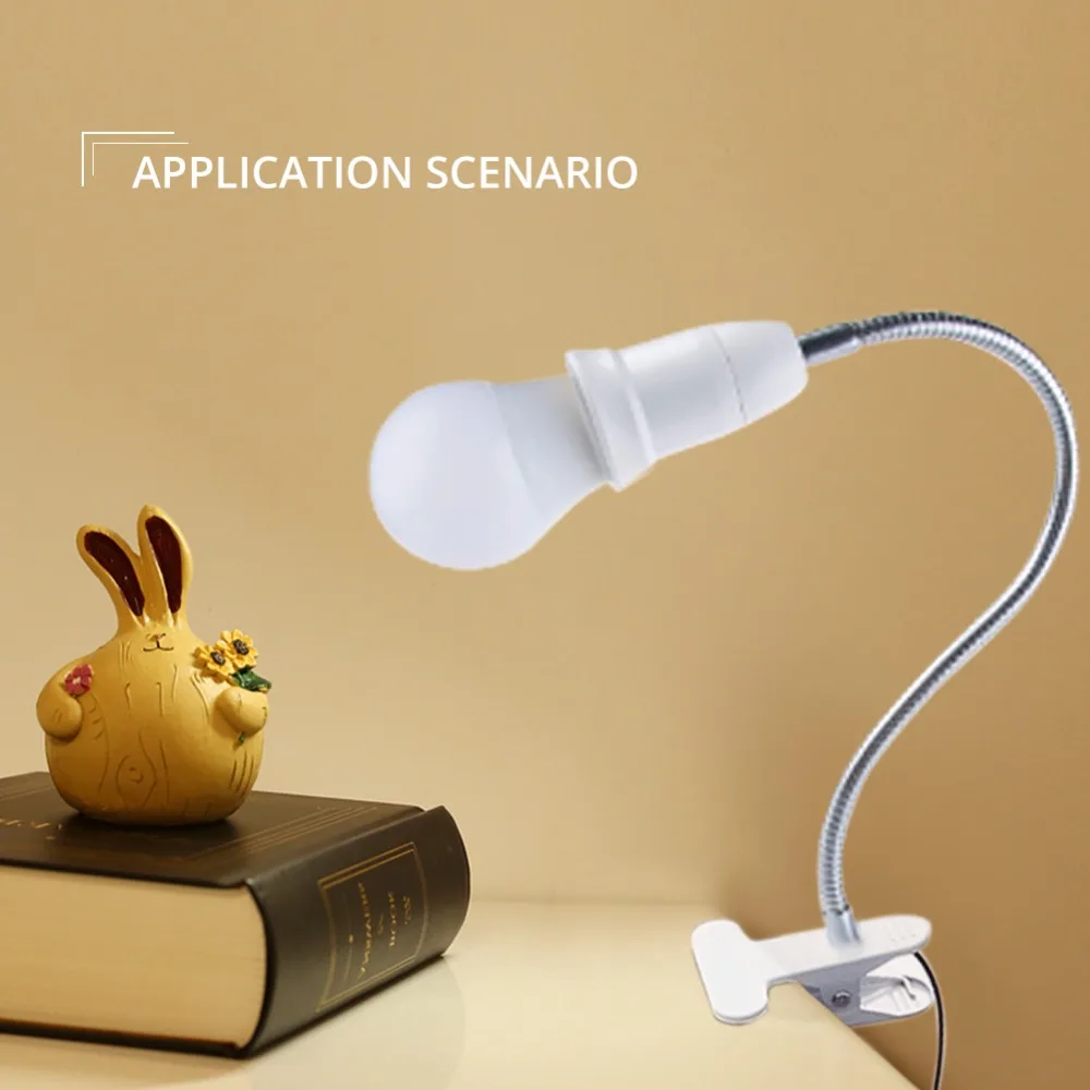 Цоколь лампы AmmToo E27 гибкий зажим переключатель LED настольная книга держатель