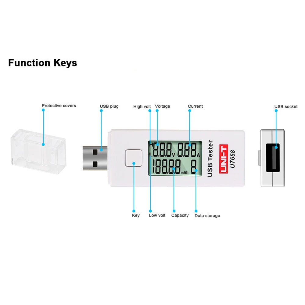 UNI T тестер USB цифровой напряжения тока монитор измеритель емкости макс. 9 В 3A
