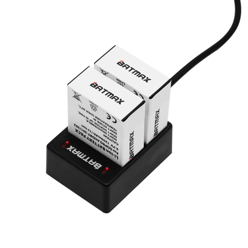 Batmax 3 шт. AHDBT 301 аккумуляторная батарея + USB двойное зарядное устройство 302 для Gopro Hero