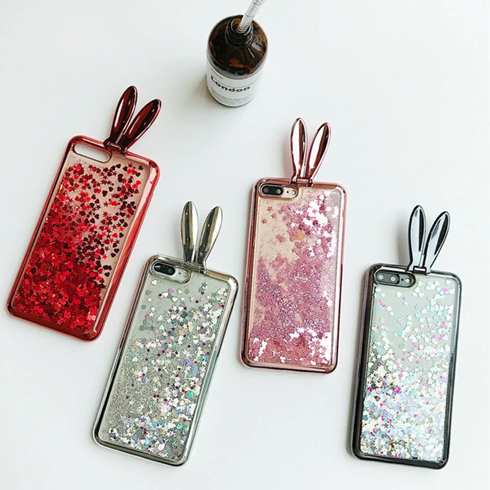 KISSCASE Glitter Quicksand Rabbit Case For iPhone 5S 6 7 8 Plus Cases 6S Silicon Girly Back Cover |