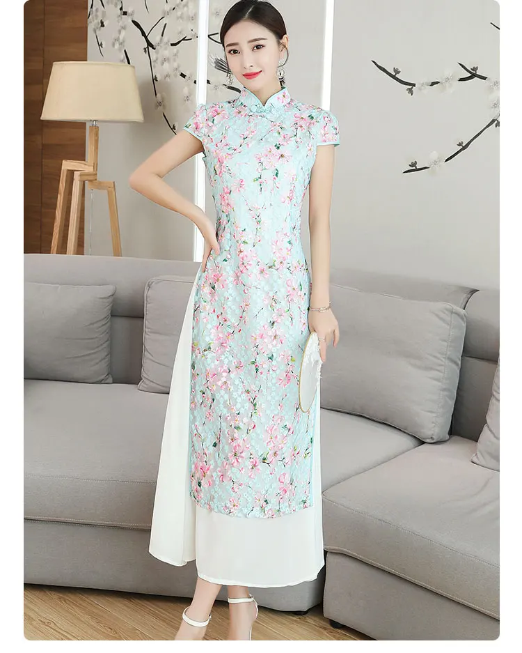 Китайское традиционное длинное Чонсам qiapo Vietnam Ao Dai платья для женщин