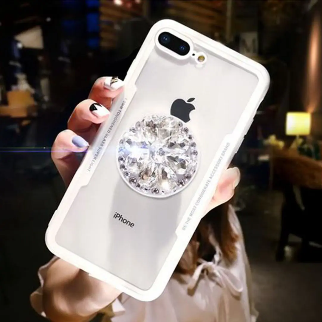 IMIDO блестящий роскошный Алмазный телефон чехол для iPhone 7 6 S 8 Plus Прозрачный