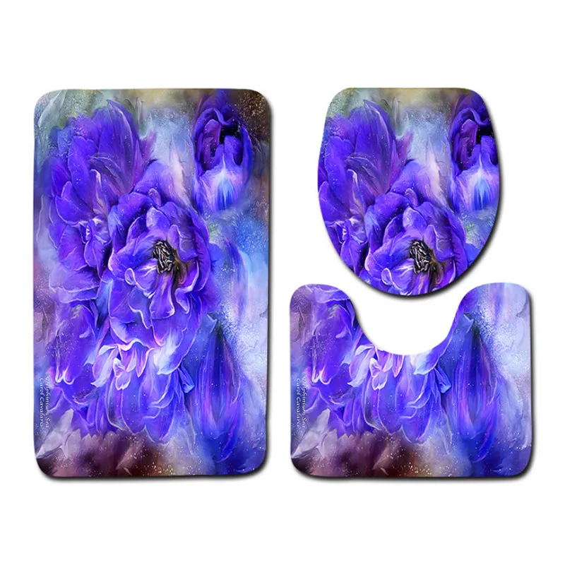 free shipping 3pcs green flower banyo bathroom carpet toilet u type bath mats set non slip pad tapis salle de bain alfombra bano free global shipping