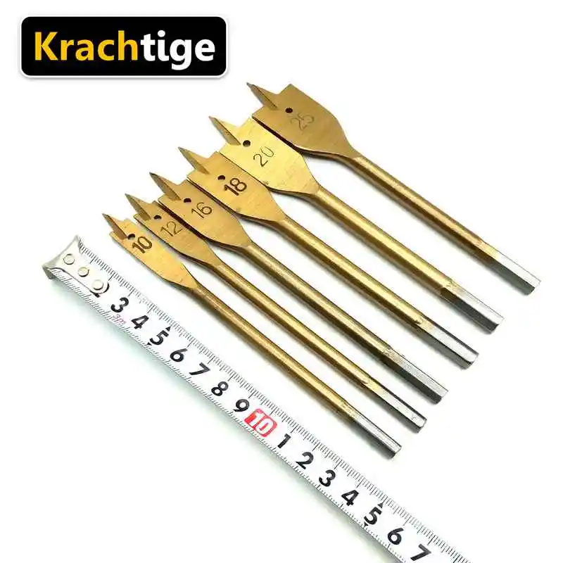 Krachtige 6 шт. титановое сверло с отверстием HSS плоские сверла по дереву DIY
