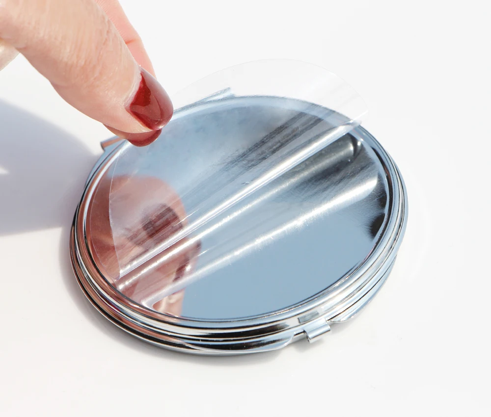 Круглый 75 мм Зеркало компактное пустой простой серебряный Цвет для DIY Decoden #18122 1