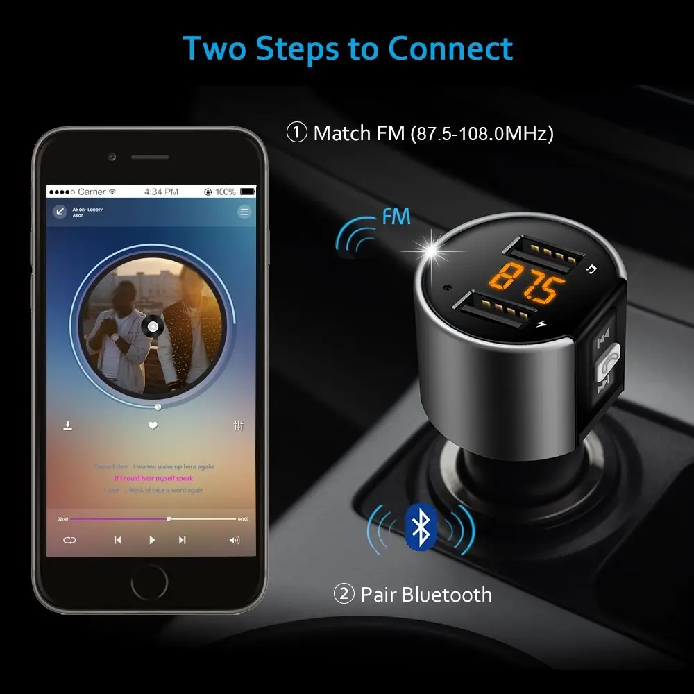 Fm передатчик Bluetooth автомобильный набор Handsfree авто Беспроводной A2DP музыка