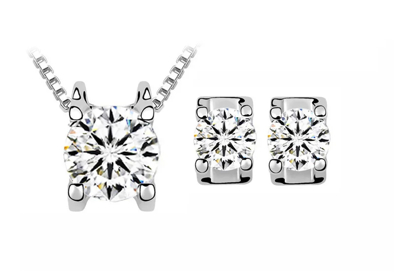 AAAA + циркониевое Ожерелье Подвески Серьги Кольца модные ювелирные изделия набор