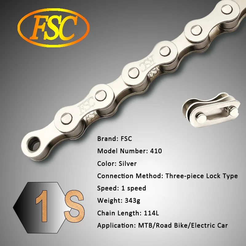 FSC Высококачественная велосипедная цепь 1,6, 7,8, 9,10, 11 скоростей для MTB/шоссейного велосипеда 100л/114л/116л/полый дешевый велосипед цепи - Цвет: 410 silver