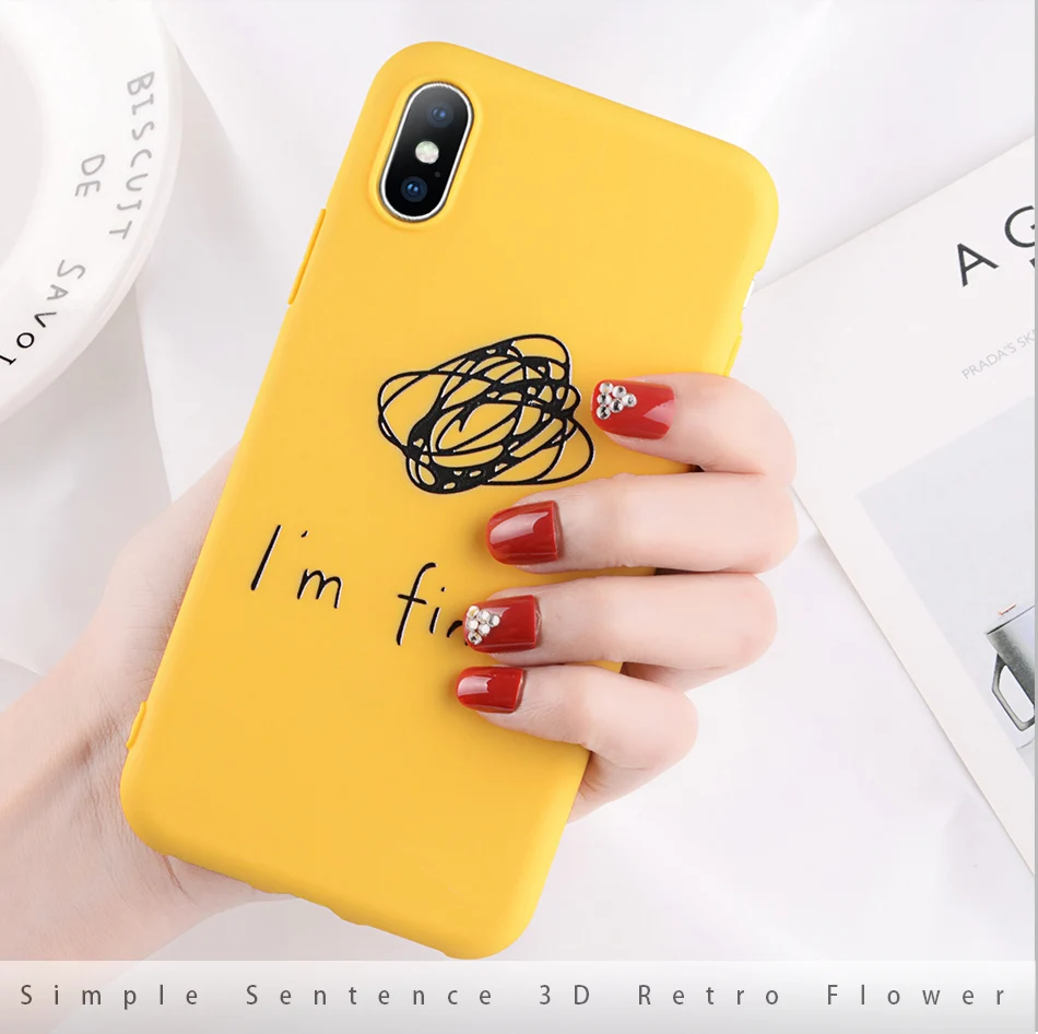 Чехол для телефона KJOEW для iPhone 11 Pro Max 6 6S 7 8 Plus X XR XS MAX Милая мультяшная борода да буква Желтая Мягкая ТПУ задняя крышка Couqe
