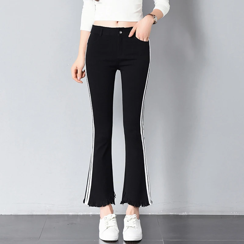 Стрейчевые облегающие Женские расклешенные брюки 2018 женские леггинсы длиной до