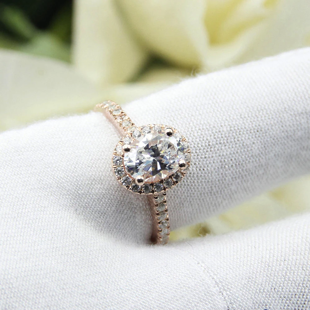 1.5ct 6x8 мм овальная огранка блестящее моиссанитовое кольцо в 14K Золотое Женское