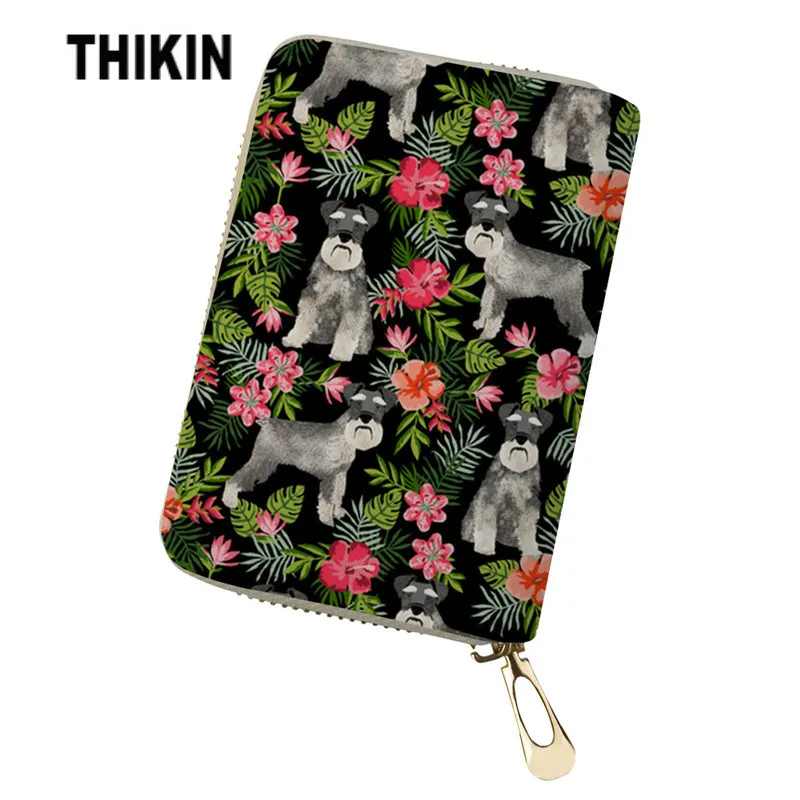THIKIN Schnauzer Dog Printing Passport Case Women's Purse for Coin Bank Cards Casual ID Card Holder for Women Travel Wallet - Цвет: 7