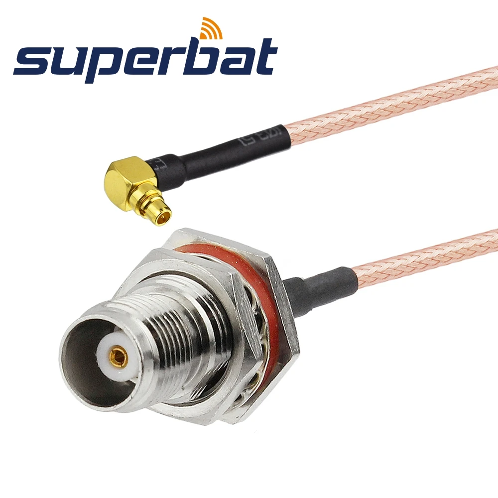 Superbat TNC Female Bulkhead to MMCX Male Right Angle Pigtail Cable RG316 15cm