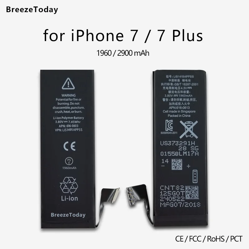 

Мобильный телефон аккумулятор 1960 2900 мАч для iPhone 7 батарея 7 плюс батарея Замена Оригинальный Аккумулятор bateria батерия батарея для телефона
