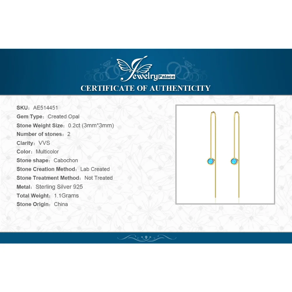 Jewelrypalace классический 0.2ct создан опалами Висячие серьги 925 серебро Ювелирные