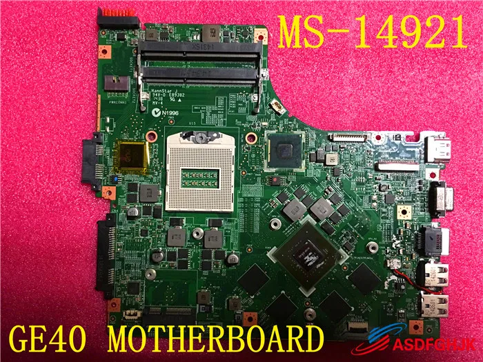 

Original MS-1492 FOR MSI GE40 LAPTOP MOTHERBOARD WITH GT850 Graphics card MS-14921 Test OK