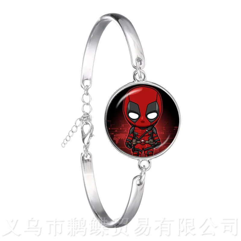 2020 New Deadpool 18mm Round Glass Dome Trendy Cartoon Characters Chain Bangle Gift For Women Men | Украшения и аксессуары