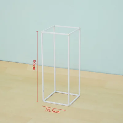 White 80cm 40/60/80/100 см свадебная АРКА декор в виде геометрических фигур искусственный цветок кованого металлический Железный Подсвечник вечерние поставить стойка для цветов - Цвет: White 80cm