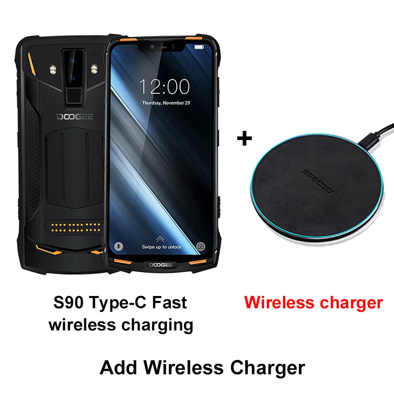 Add Wireless charger DOOGEE S90 Helio P60 модульный прочный смартфон Восьмиядерный NFC 6,18 FHD+ Android 8,1 6 ГБ 128 ГБ 16 МП камера 4G мобильный телефон - Цвет: Add Wireless charger