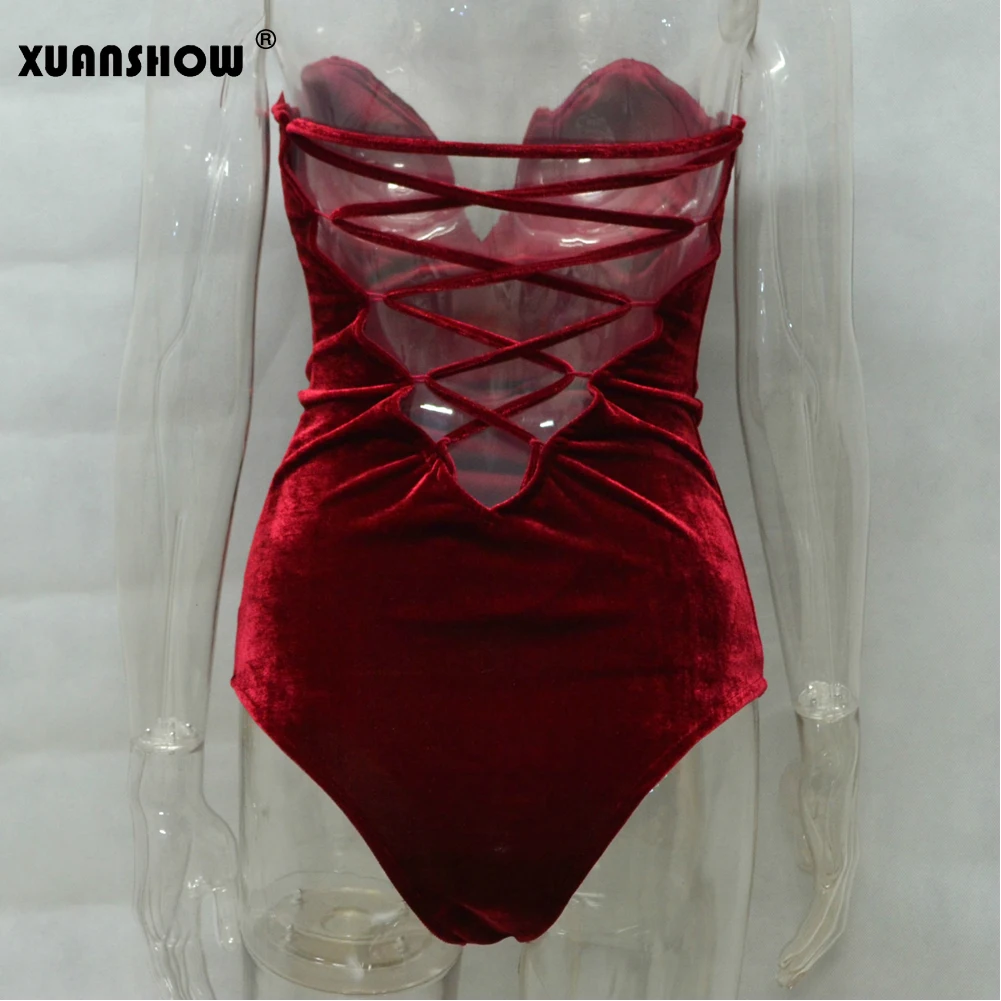 XUANSHOW сексуальный милый бюстье однотонный комбинезон с открытой спиной на