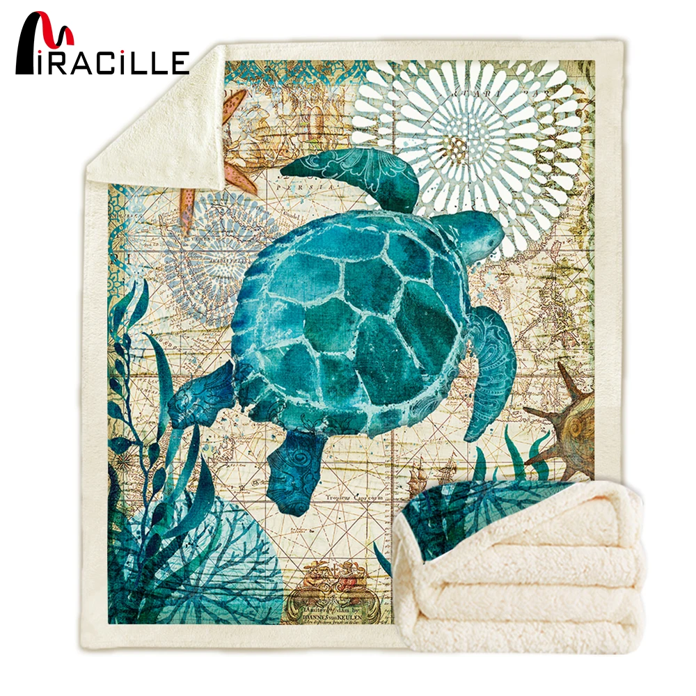 

Miracille Soft Plush Turtle Throw Blankets Double Layers Sherpa Fleece Nap Blanket Winter Living Room Warm Bedspread