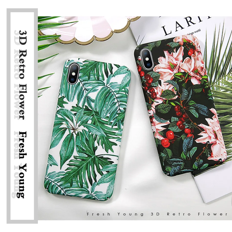 Moskado винтажный цветочный чехол для телефона для iphone 11 Pro Max X XS MAX XR 6 6s 7 8 Plus зеленые листья для iphone 7 жесткий пк полный чехол