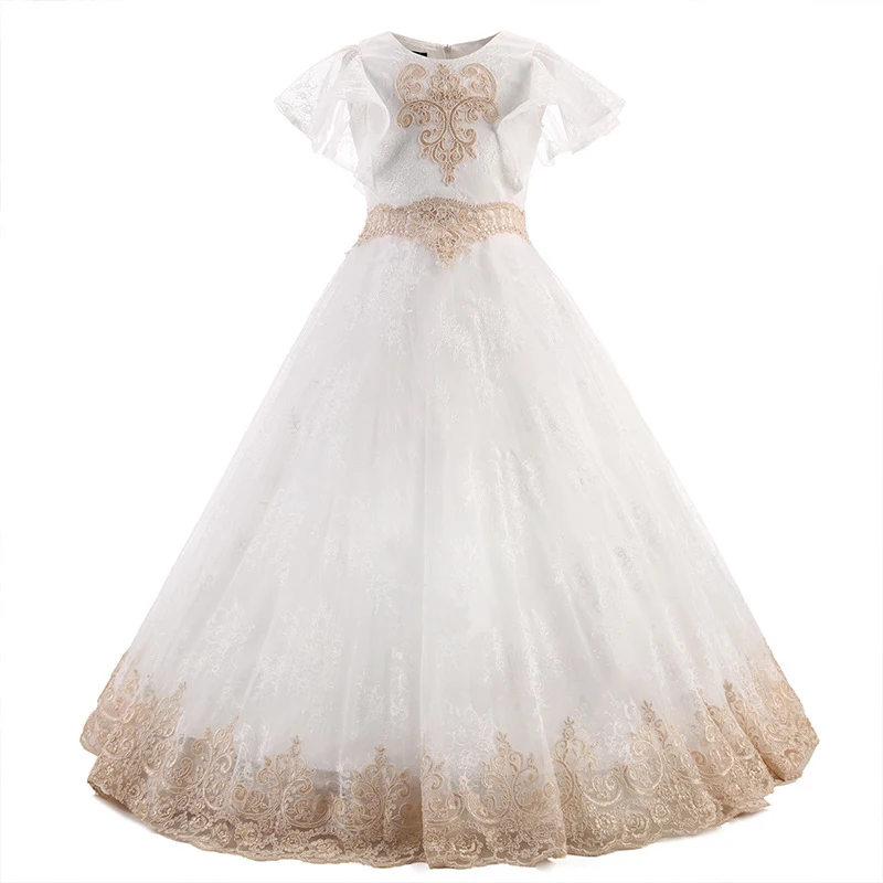 

Kids Girl Sleeveless Formal Party Princess Dresses Bridesmaid Wedding Flower Girl Dress Gown Costume For Girls Retro Clothes