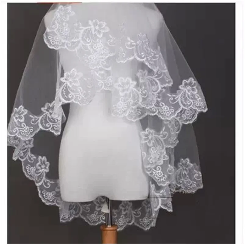 В наличии Белый Кот Короткое свадебное Фата с расческой один слой аппликация