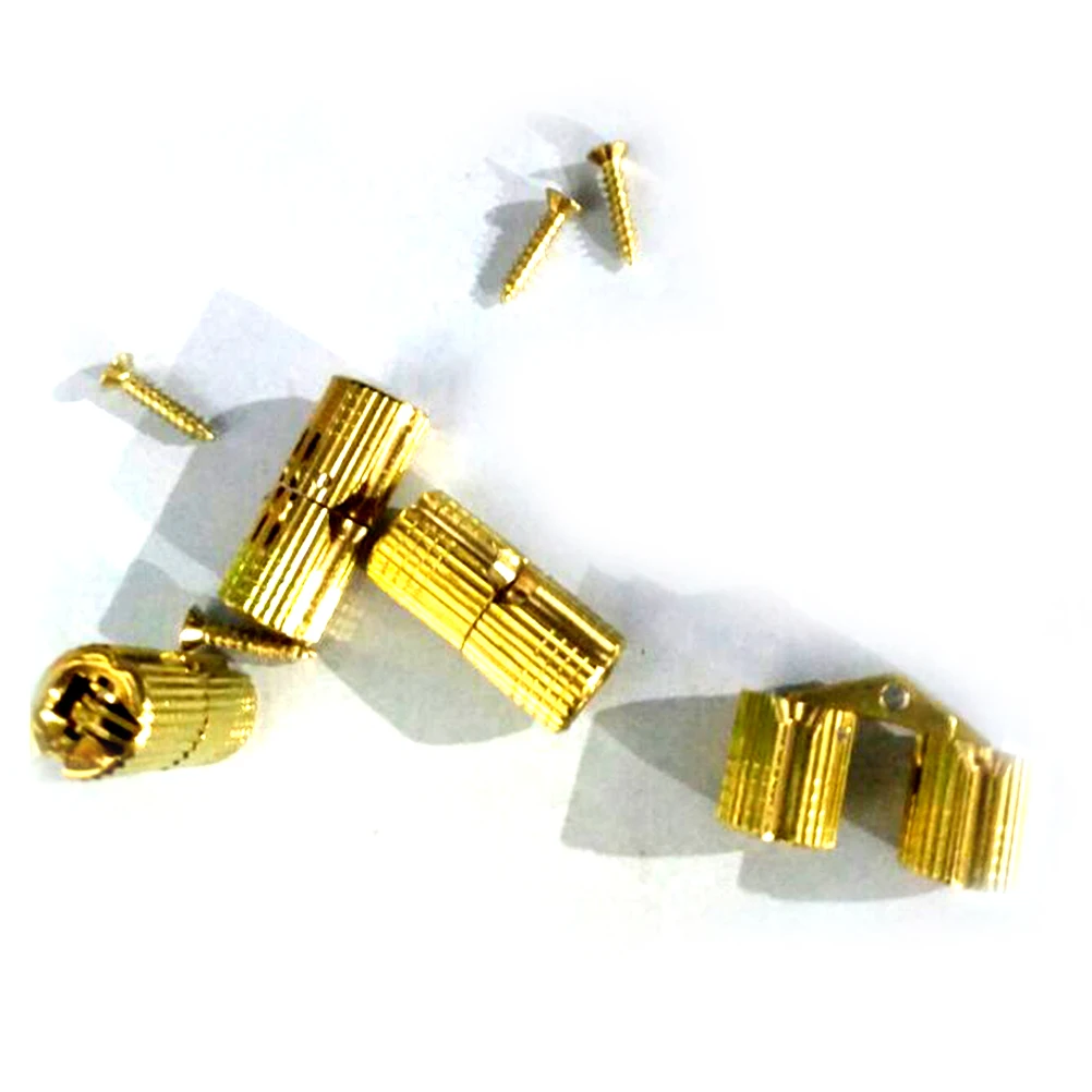 

4PCS 8mm Copper Barrel Hinges Cylindrical Hidden Cabinet Concealed Invisible Brass Hinges Mount For Furniture Hardware