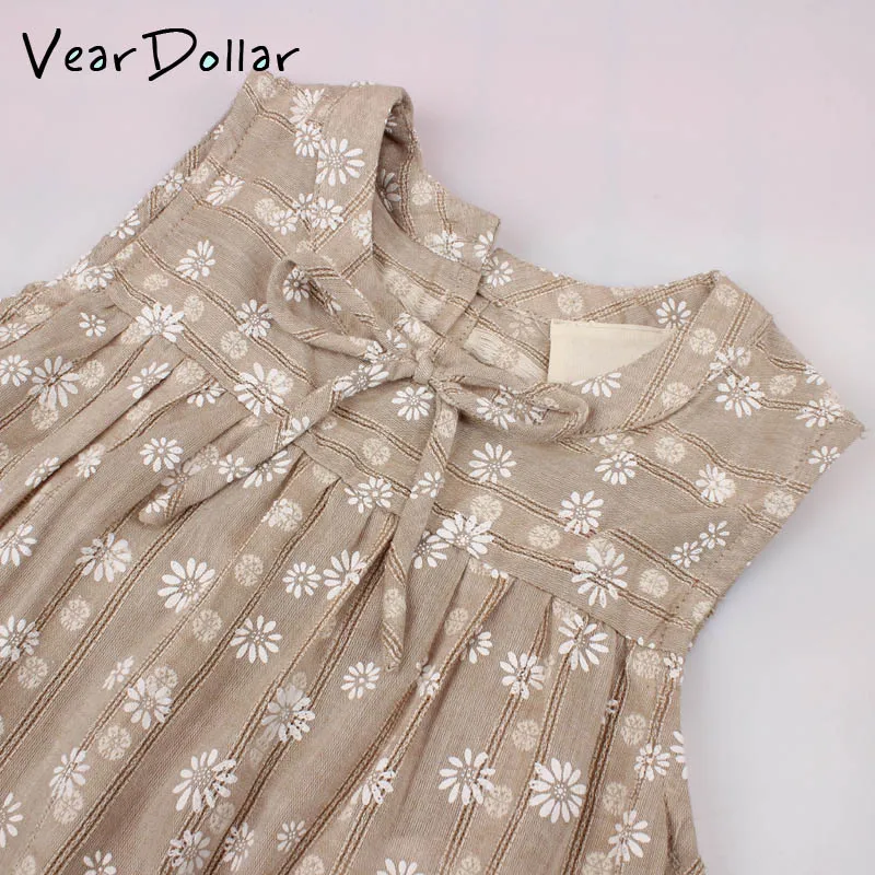 

Veardoller Girls Dress 2019 New Summer Arrive Cute Style Floral Pattern Sleeveless Dress Baby Girls Cotton and Linen Sling Dress