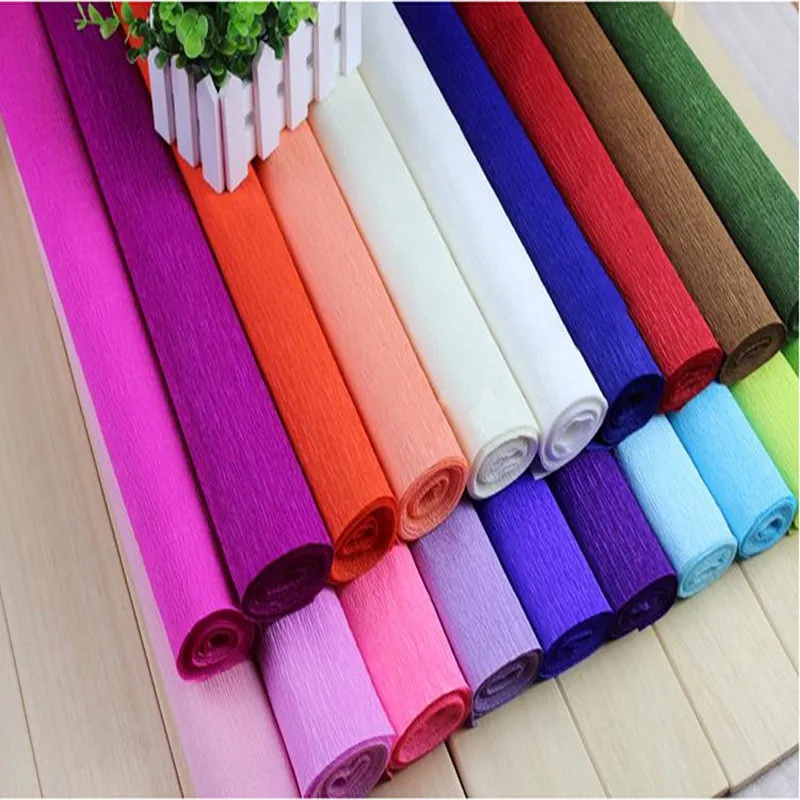 

250*50CM Colored Crepe Paper Roll For DIY Flowers Decoration Gift Wrapping Paper Craft 22 Colors Available