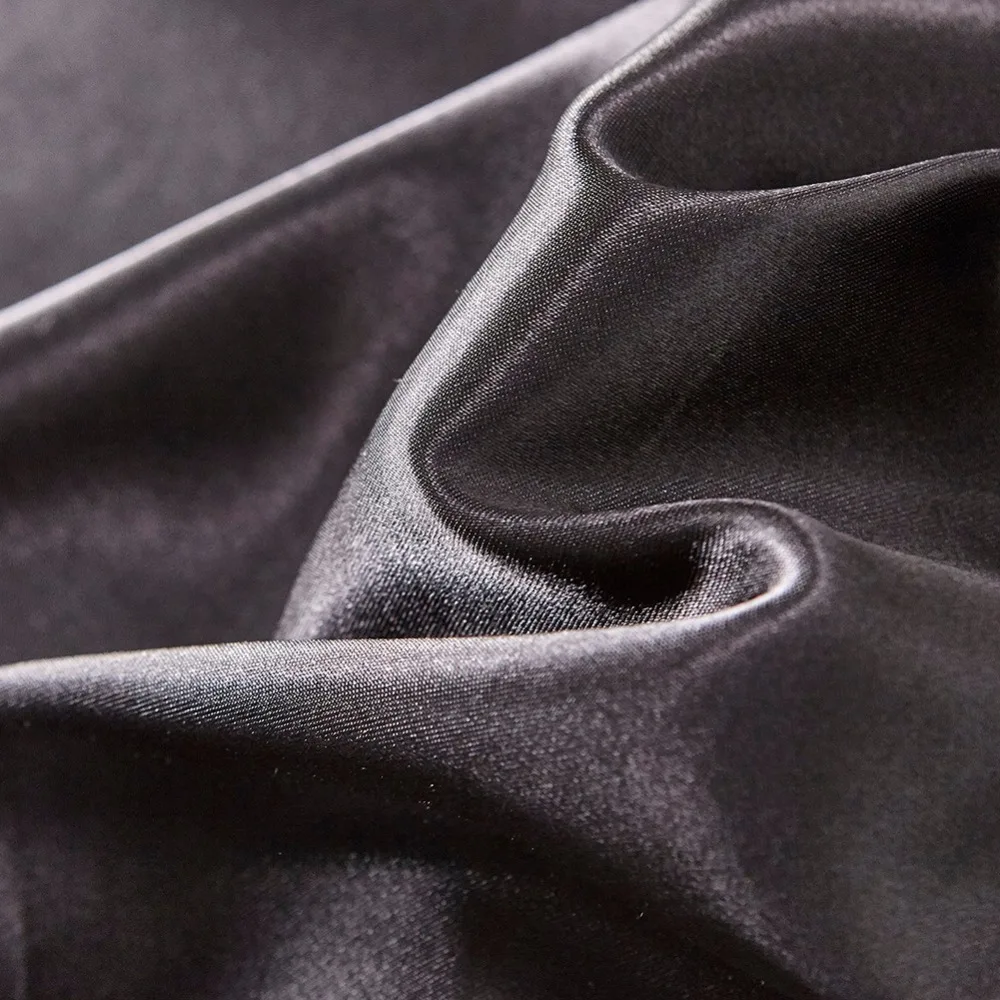 

Solid Color Satin Faux Silk Bedding Set Black Duvet Cover Set Silky Bed Cover US Twin Queen King UK Single Double King 2/3/4PCS