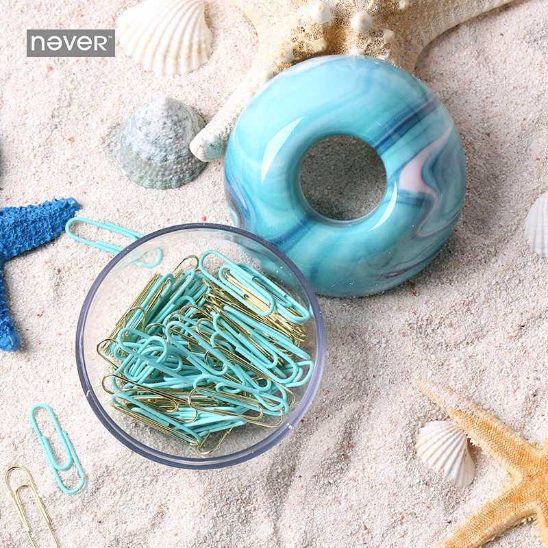 Never Light Blue Series скрепки для бумаги 100 шт./упак. металлические Klips закладки для офиса подарок Канцтовары Школьные принадлежности канцелярский магазин