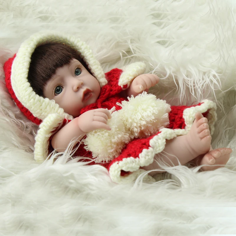 Мини силиконовые куклы Reborn Baby ручные имплантаты коричневые синтетические волосы