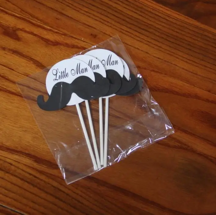 4 шт./компл. Модный черный белый маленький человек усы торт Топпер круглый на день