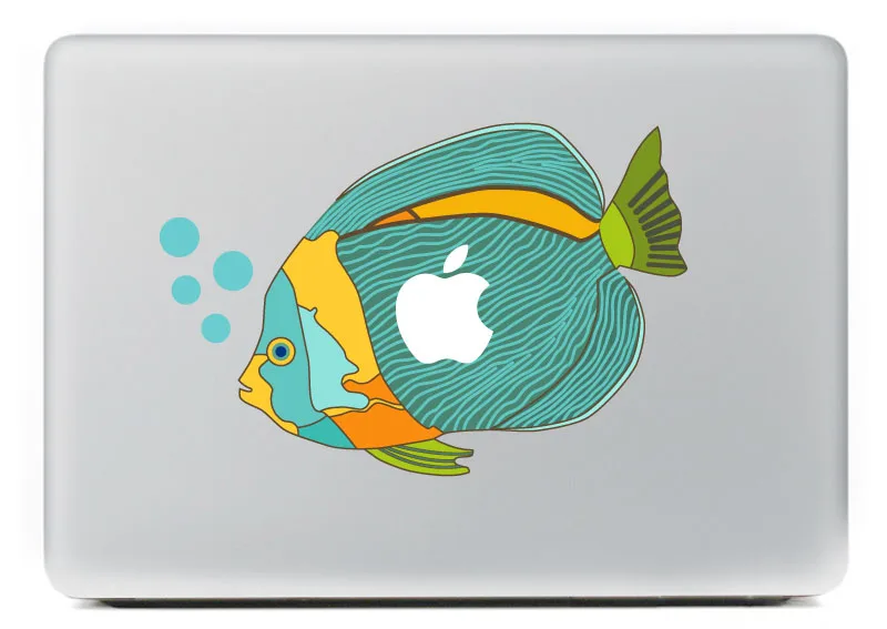 Милые синие тропические рыбки пузырьки виниловая наклейка для DIY Macbook Pro/Air 11 13 15