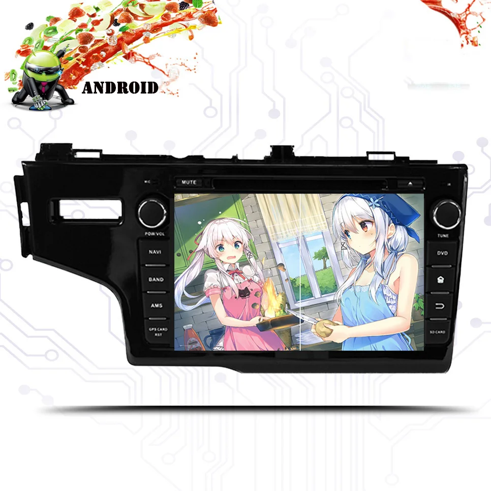 Автомобильный dvd кассетный плеер GPS Navi для Honda Fit Jazz 2014 2018 IPS экран 1024*600 + wifi BT RDS Android 9